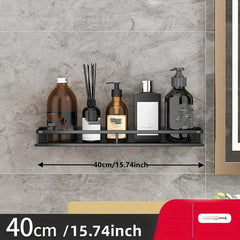 Aluminum Bathroom Shelf with Guard Rail Wall Mounted Caddy for Shampoo