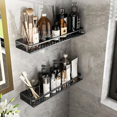 Aluminum Bathroom Shelf with Guard Rail Wall Mounted Caddy for Shampoo