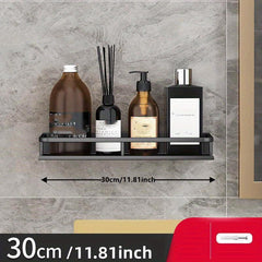 Aluminum Bathroom Shelf with Guard Rail Wall Mounted Caddy for Shampoo