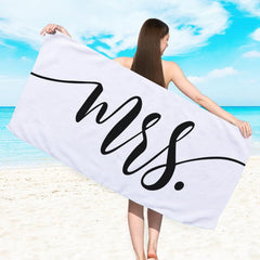 Mr & Mrs Bath Towel Quick Drying Microfiber for Pool Camping Travel 25 X 59