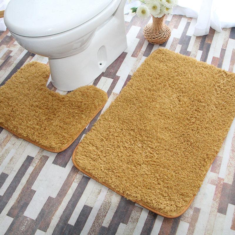 2pcs Plush Floor Mats Bathroom Toilet Absorbent Non Slip Mat