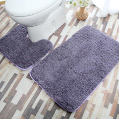2pcs Plush Floor Mats Bathroom Toilet Absorbent Non Slip Mat