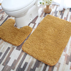 2pcs Plush Floor Mats Bathroom Toilet Absorbent Non Slip Mat