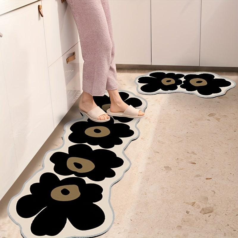 Soft Flower Floor Mat Anti-slip Bath Rug Absorbent Door Carpet Home Decor