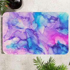 Marbling Decorative Memory Foam Bath Mat Pink Non-slip Floor Carpet