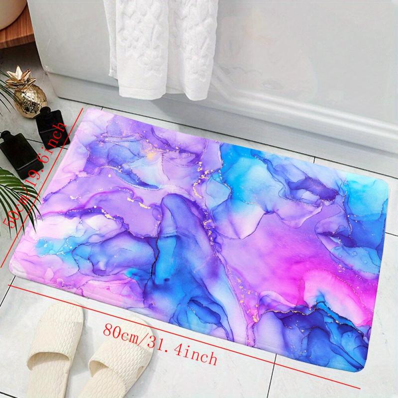 Marbling Decorative Memory Foam Bath Mat Pink Non-slip Floor Carpet
