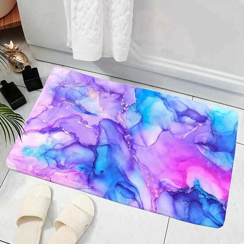 Marbling Decorative Memory Foam Bath Mat Pink Non-slip Floor Carpet