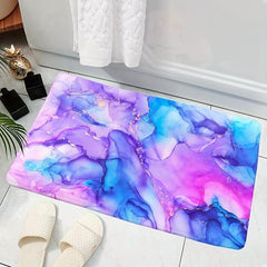 Marbling Decorative Memory Foam Bath Mat Pink Non-slip Floor Carpet