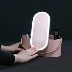 LED Light Storage Box Vanity Mirror Makeup Organizer