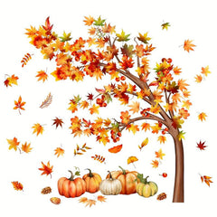 Autumn Scene Maple Leaf Pumpkin Wall Sticker Toilet Decoration