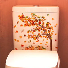 Autumn Scene Maple Leaf Pumpkin Wall Sticker Toilet Decoration