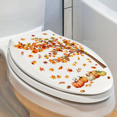 Autumn Scene Maple Leaf Pumpkin Wall Sticker Toilet Decoration