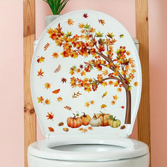 Autumn Scene Maple Leaf Pumpkin Wall Sticker Toilet Decoration