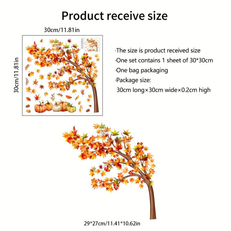 Autumn Scene Maple Leaf Pumpkin Wall Sticker Toilet Decoration