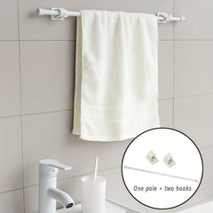 Retractable Towel Rod Punch Shower Curtain Rod Bathroom Drying Rod