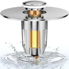 Bathroom Sink Stopper with Hair Catcher Pop Up - Prevents Clogging