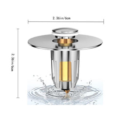 Bathroom Sink Stopper with Hair Catcher Pop Up - Prevents Clogging