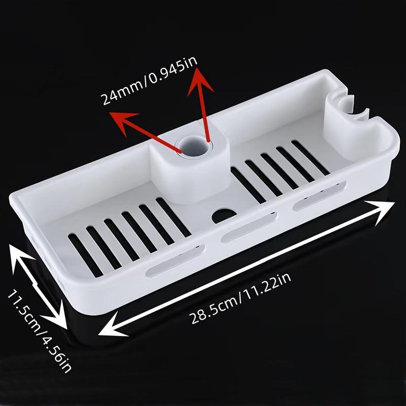 No Drill Bathroom Storage Rack with Drain Basket and Hooks