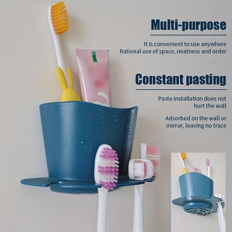 Wall Mounted Toothbrush Holder Multifunctional Storage Rack