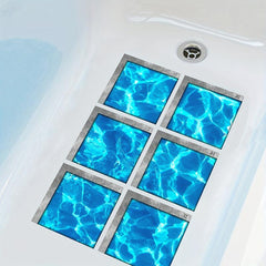 6pcs Deep Sea Bathtub Sticker Non Slip Waterproof Self Adhesive Bathroom Decor