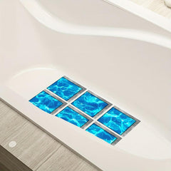 6pcs Deep Sea Bathtub Sticker Non Slip Waterproof Self Adhesive Bathroom Decor