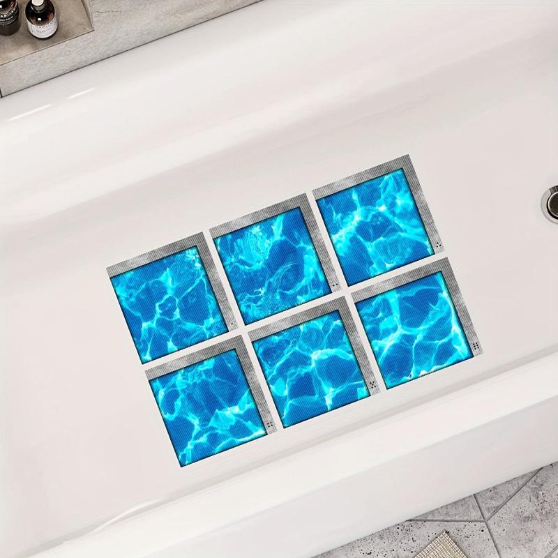 6pcs Deep Sea Bathtub Sticker Non Slip Waterproof Self Adhesive Bathroom Decor