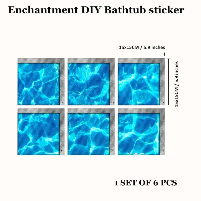 6pcs Deep Sea Bathtub Sticker Non Slip Waterproof Self Adhesive Bathroom Decor