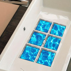 6pcs Deep Sea Bathtub Sticker Non Slip Waterproof Self Adhesive Bathroom Decor