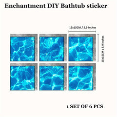 6pcs Deep Sea Bathtub Sticker Non Slip Waterproof Self Adhesive Bathroom Decor