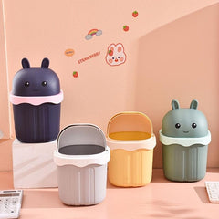 Children's Desktop Trash Can Mini Sundries Bucket With Lid