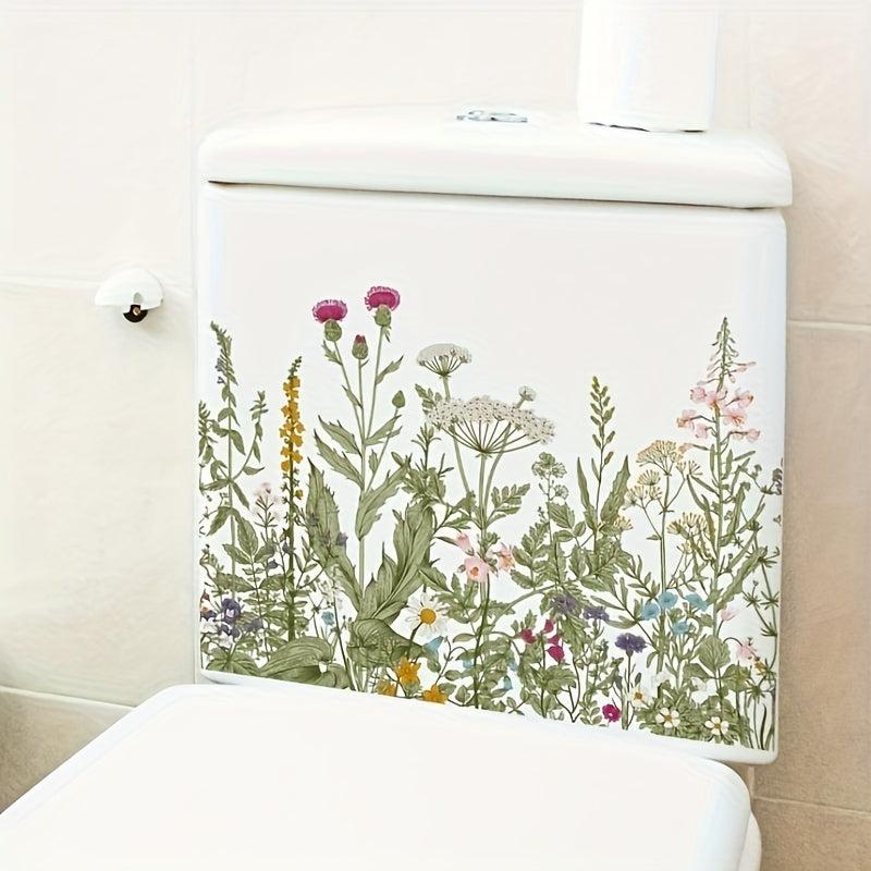 2pcs Flowers Toilet Stickers Self Adhesive Bathroom Decor