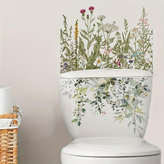 2pcs Flowers Toilet Stickers Self Adhesive Bathroom Decor