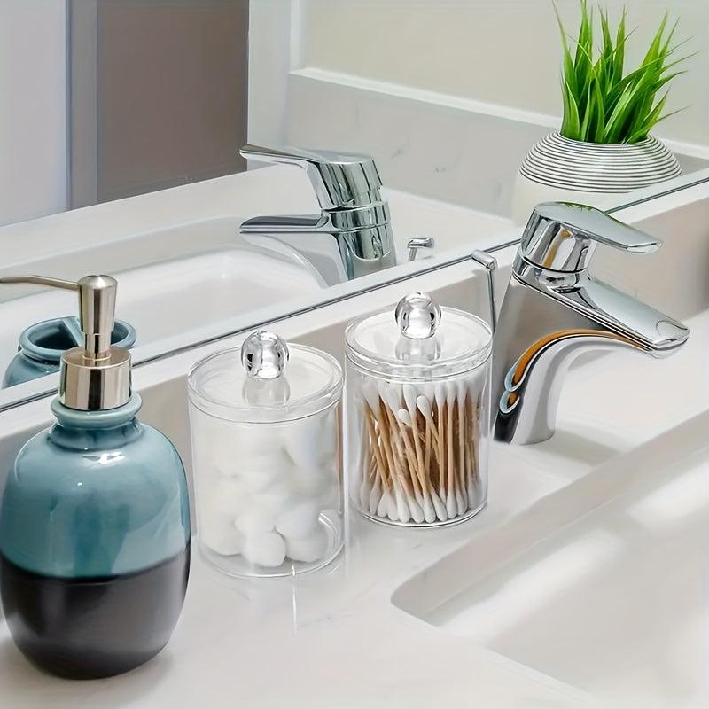 Clear Plastic Swab Holder Canister with Lid Dispenser Apothecary Jars