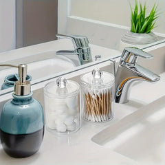 Clear Plastic Swab Holder Canister with Lid Dispenser Apothecary Jars