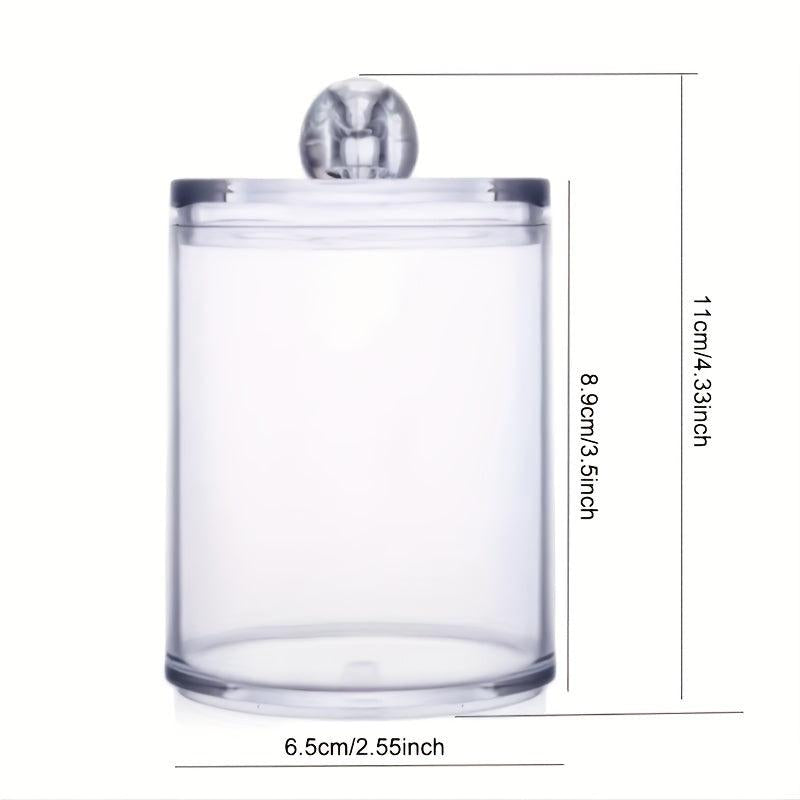 Clear Plastic Swab Holder Canister with Lid Dispenser Apothecary Jars