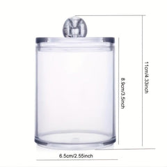 Clear Plastic Swab Holder Canister with Lid Dispenser Apothecary Jars