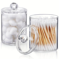 Clear Plastic Swab Holder Canister with Lid Dispenser Apothecary Jars