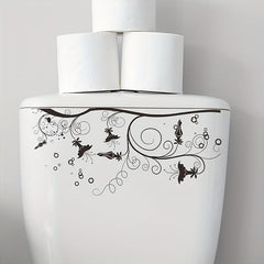 Plant & Flower Toilet Stickers Self-Adhesive PVC Decal Bathroom Decoration