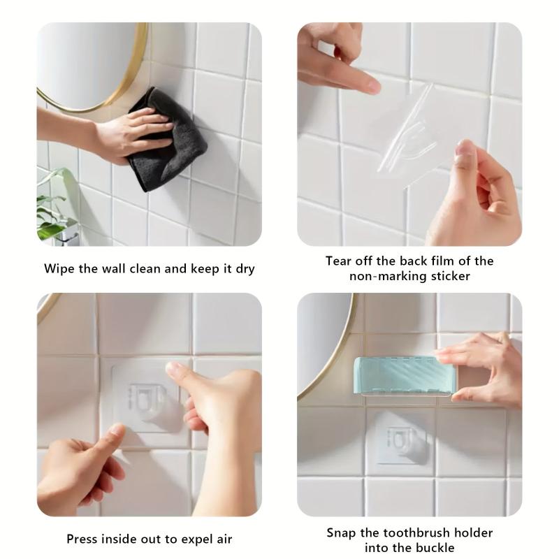 Bathroom Toothbrush Holder With Lid 5 Slots Wall Mounted Toothbrush Storage Box