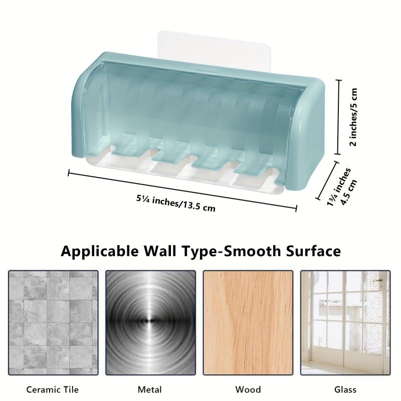 Bathroom Toothbrush Holder With Lid 5 Slots Wall Mounted Toothbrush Storage Box