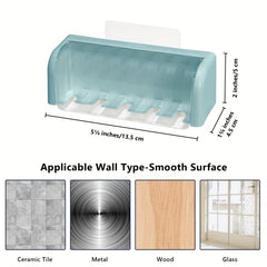 Bathroom Toothbrush Holder With Lid 5 Slots Wall Mounted Toothbrush Storage Box