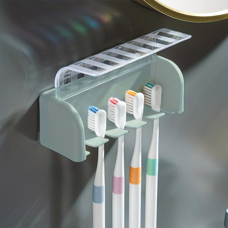 Bathroom Toothbrush Holder With Lid 5 Slots Wall Mounted Toothbrush Storage Box