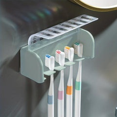 Bathroom Toothbrush Holder With Lid 5 Slots Wall Mounted Toothbrush Storage Box