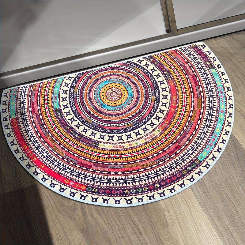 Boho Pattern Semicircle Floor Mat Soft Non Slip Bath Rug