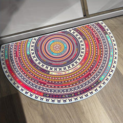 Boho Pattern Semicircle Floor Mat Soft Non Slip Bath Rug