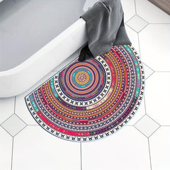 Boho Pattern Semicircle Floor Mat Soft Non Slip Bath Rug