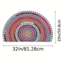 Boho Pattern Semicircle Floor Mat Soft Non Slip Bath Rug
