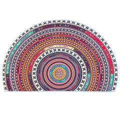 Boho Pattern Semicircle Floor Mat Soft Non Slip Bath Rug