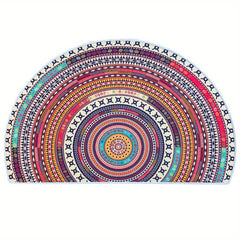 Boho Pattern Semicircle Floor Mat Soft Non Slip Bath Rug