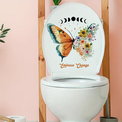 Flower Butterfly Toilet Stickers Bathroom Decoration Tool Wall Sticker